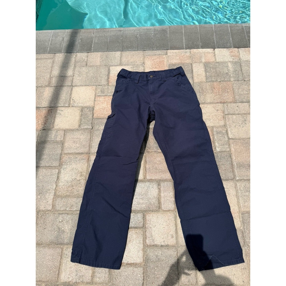 Carhartt B159 Loose Fit Cargo Work Pants Navy Men's 32x34 100% Cotton - Picture 2 of 4